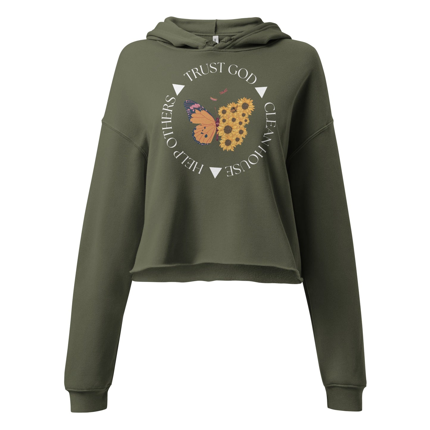 Trust God Clean House Help Others Crop Hoodie - Sober Kats Shop