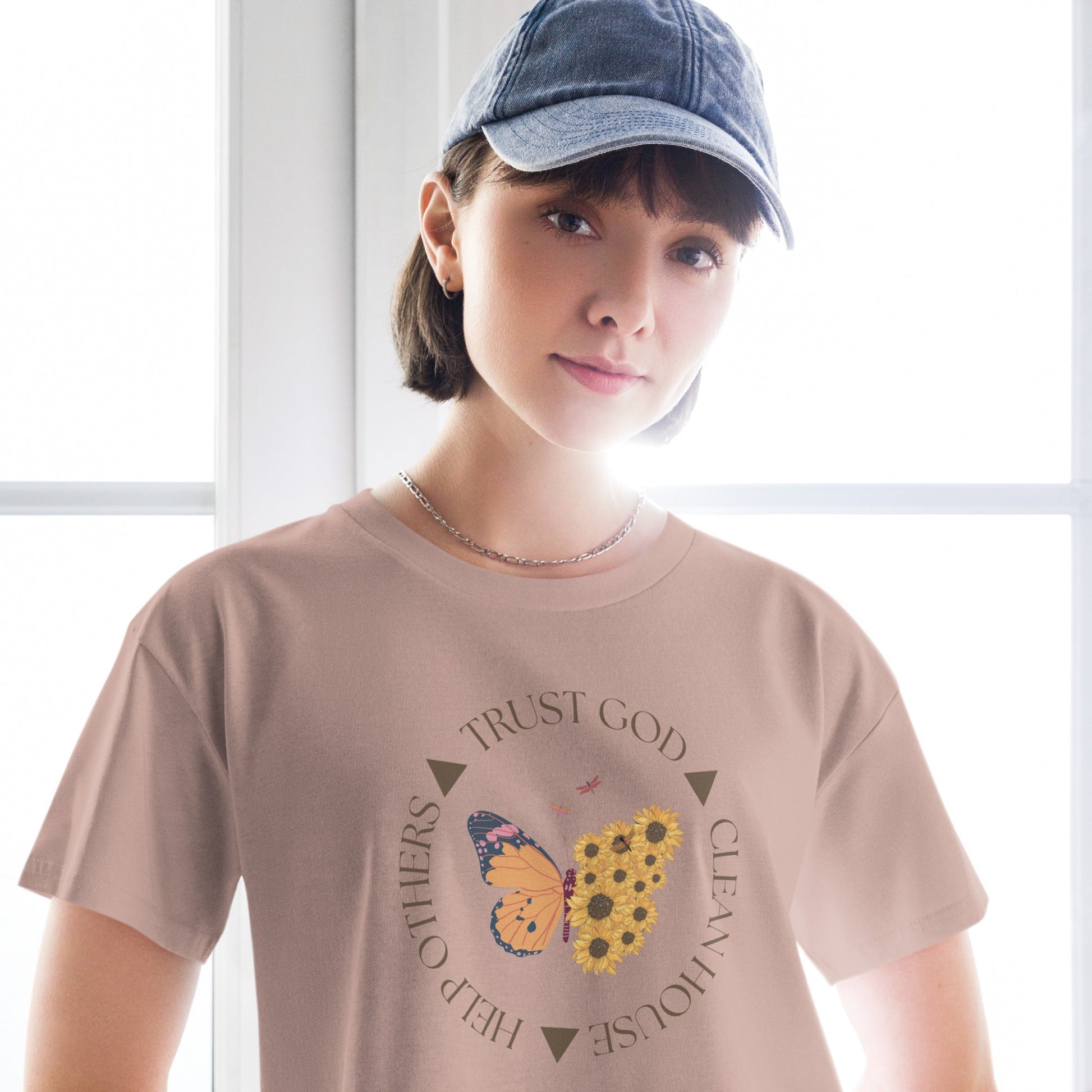 Trust God Clean House Help Others Women’s crop top - Sober Kats Shop