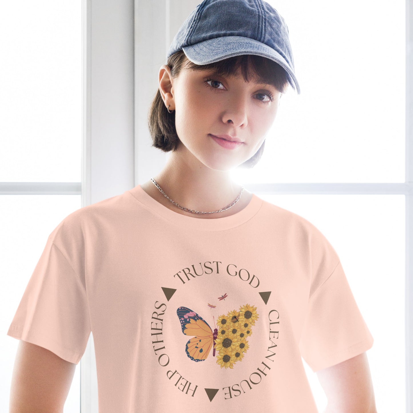 Trust God Clean House Help Others Women’s crop top - Sober Kats Shop